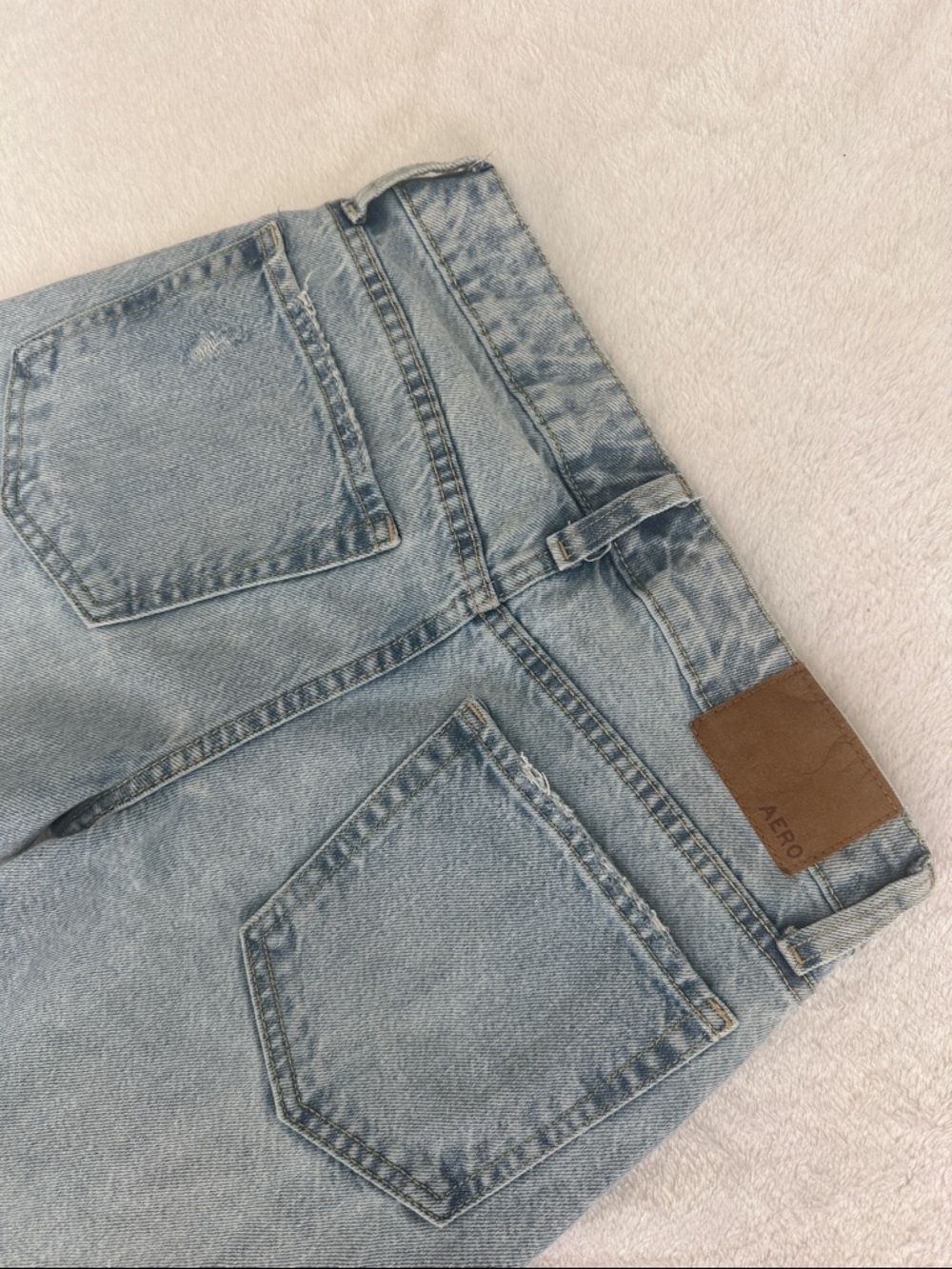 Aeropostale Aero Low Rise Baggy Thrashed Light Wash Jeans 000 Grunge Distressed - Picture 8 of 8